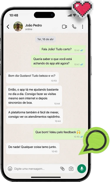 Conversa de WhatsApp mostrando o feedback de João Pedro sobre o Agrotrace