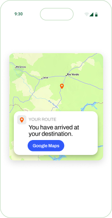 Agrotrace app showing the map and route for a technical visit