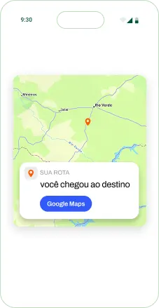 Aplicativo Agrotrace mostrando mapa e rota de uma visita técnica
