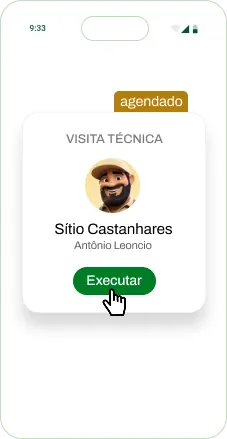 Aplicativo Agrotrace exibindo uma visita técnica agendada