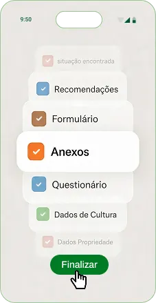 Aplicativo Agrotrace com checklist de itens do atendimento